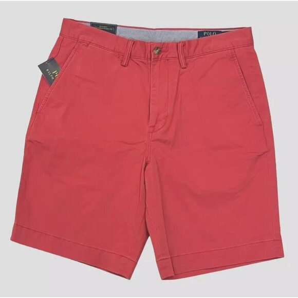 Polo Ralph Lauren Mens Starboard Red 33 Classic Fit Stretch 9" Flat Front Shorts - Picture 3 of 11